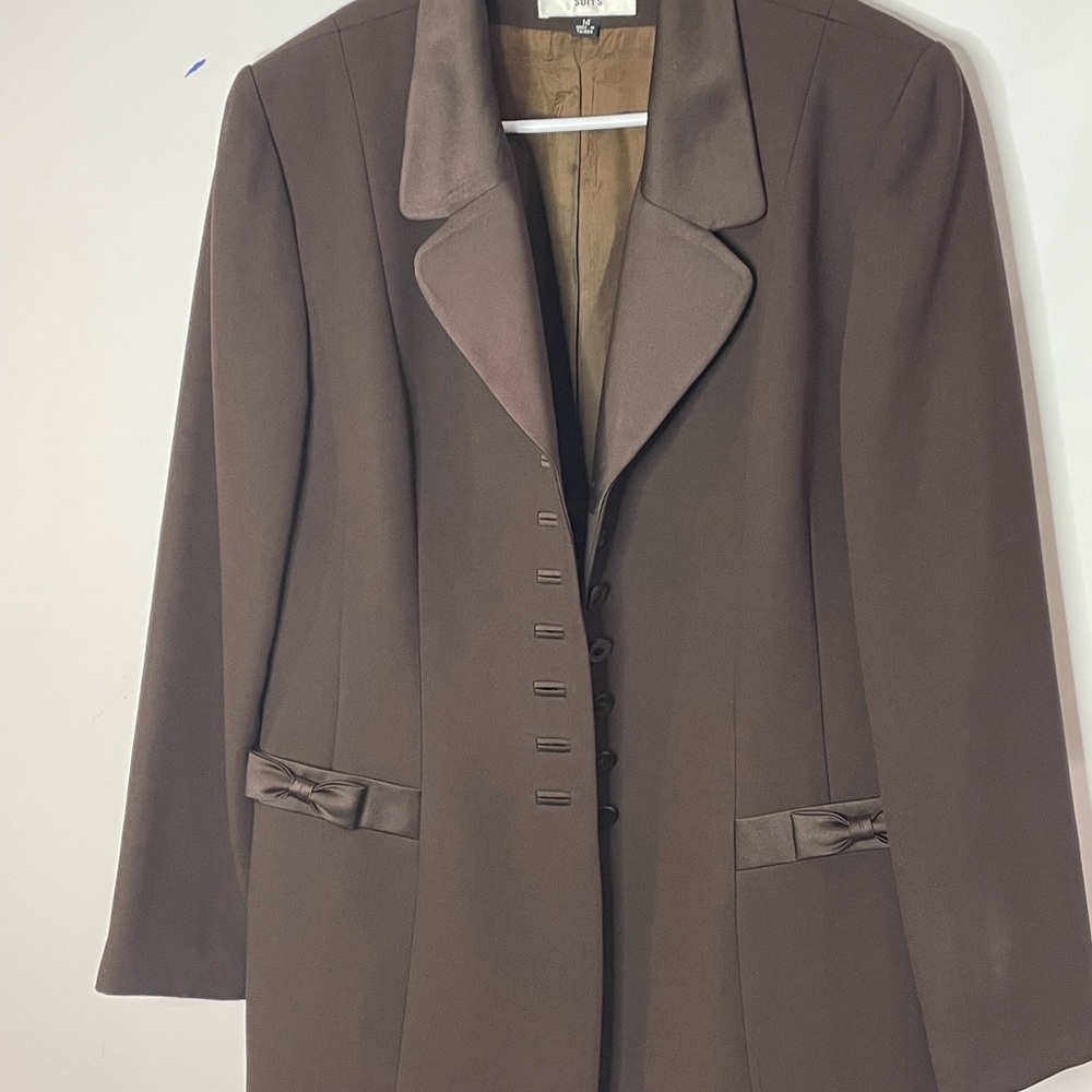 Vtg 80’s Albert Nipon Blazer Suits Brown Size 14 - image 1